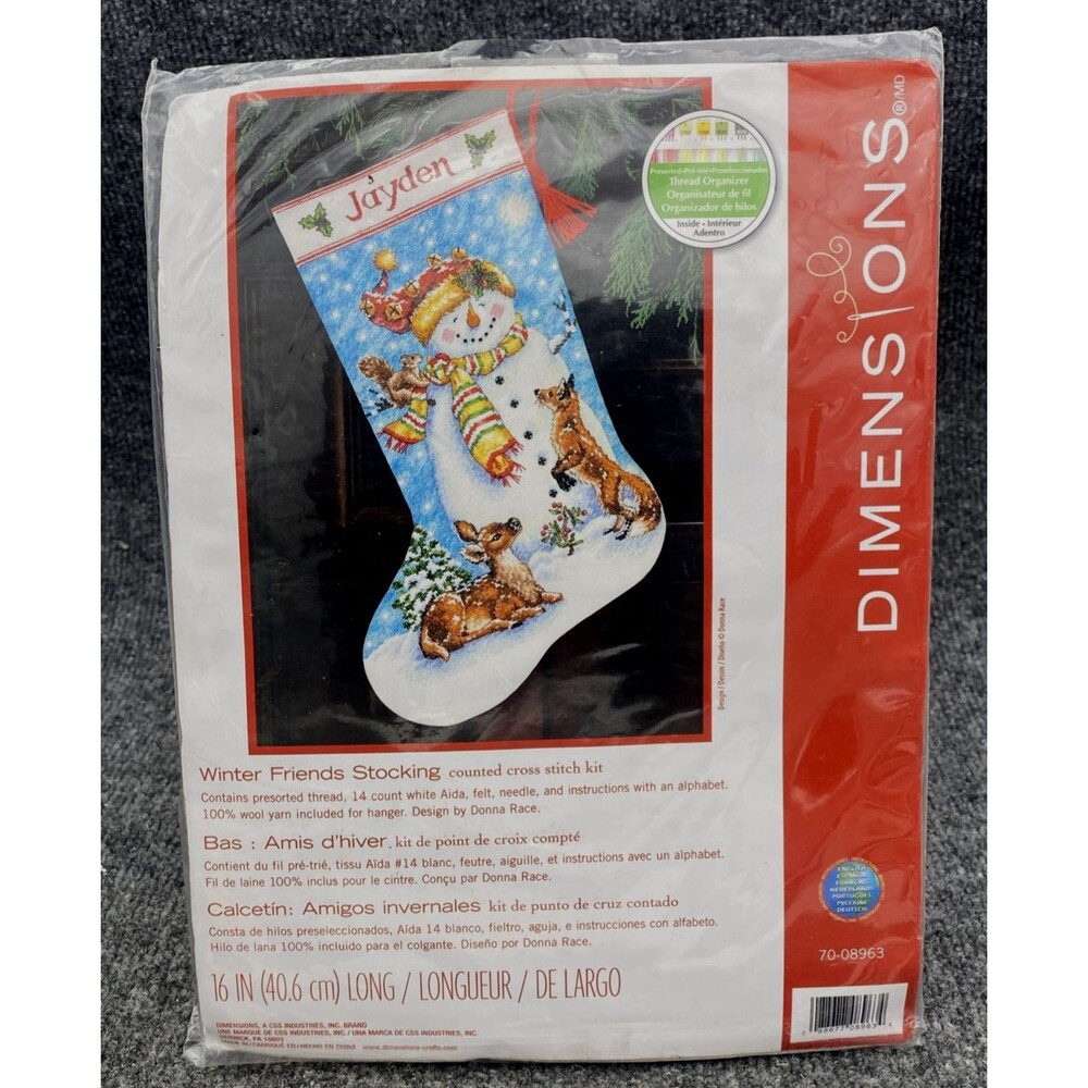 Dimensions Winter Friends Stocking Counted Cross Stitch Kit Snowman Fox Deer 70-